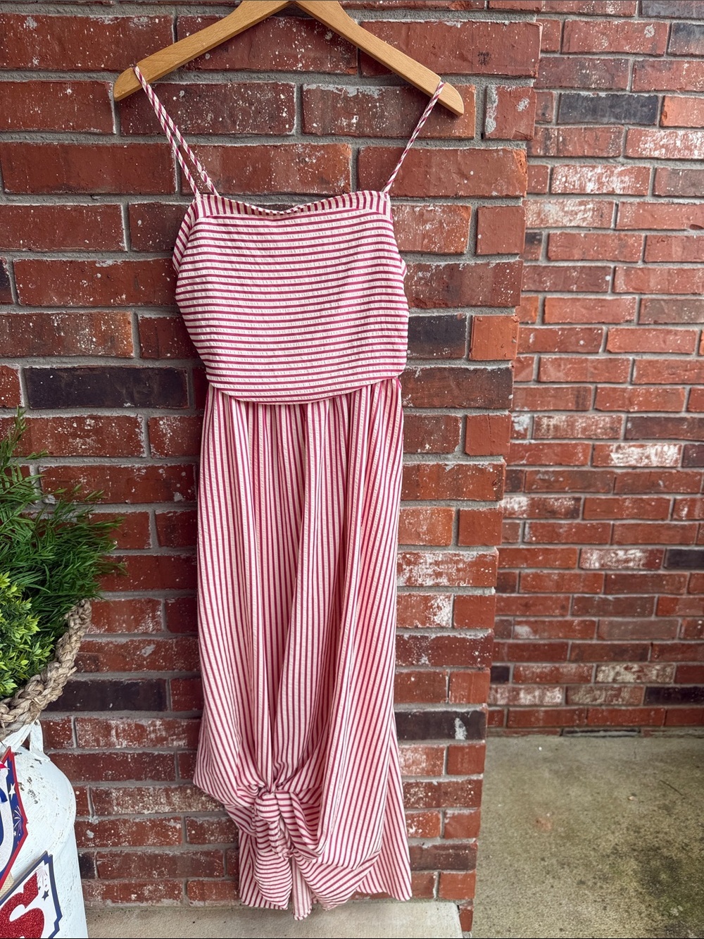 SHEIN Red and Cream Stripe Dress
